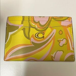 Coach Floral Yellow and Pink Card Holder